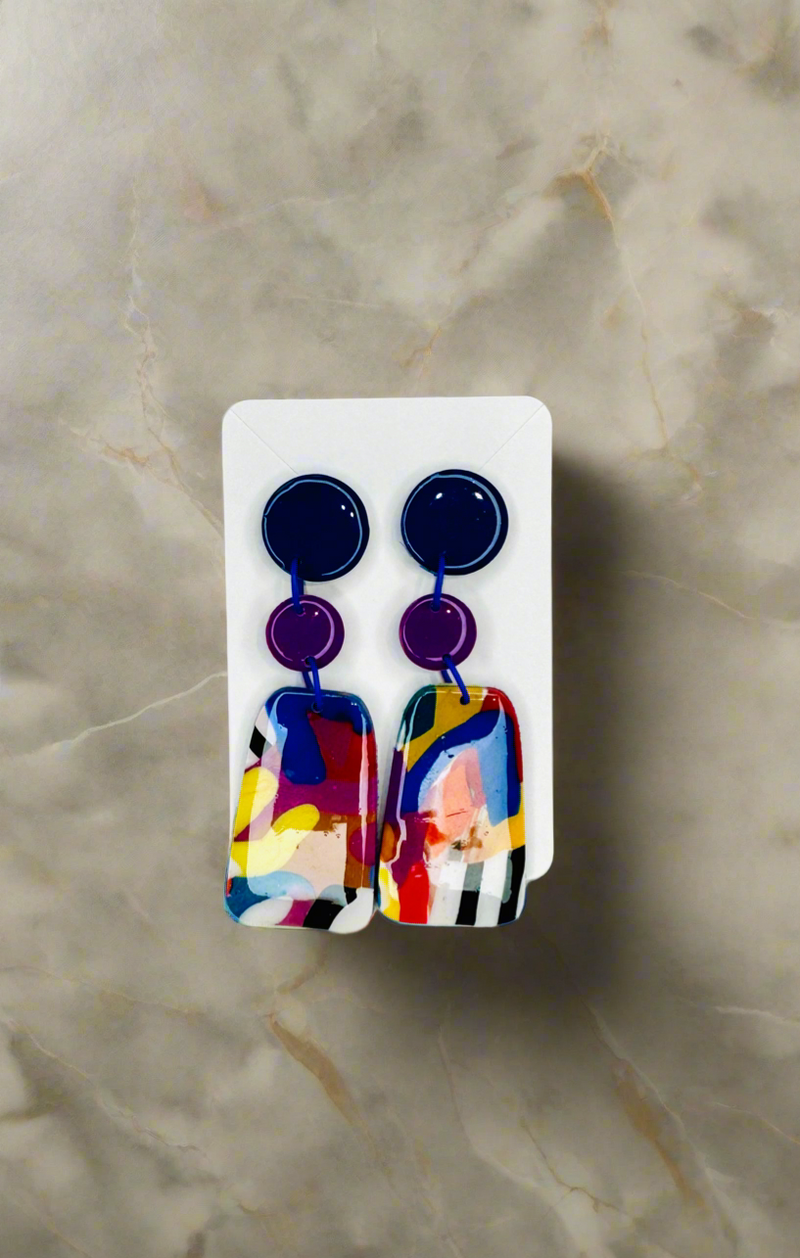 1- Long multi coloured earrings
