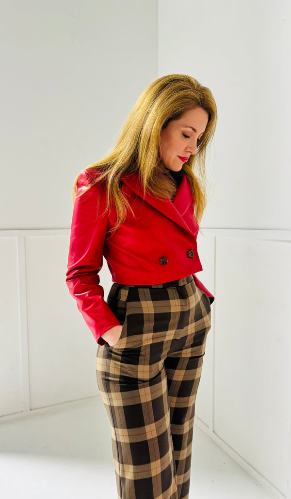 Bob cropped blazer in red leather