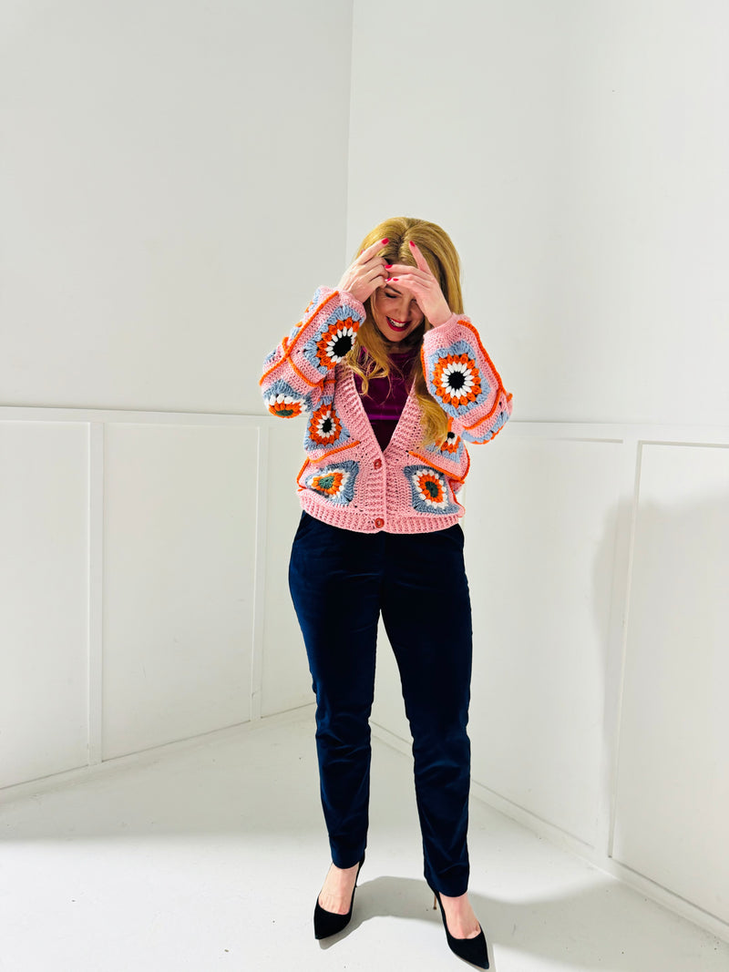 Handmade crochet cardigan in pink