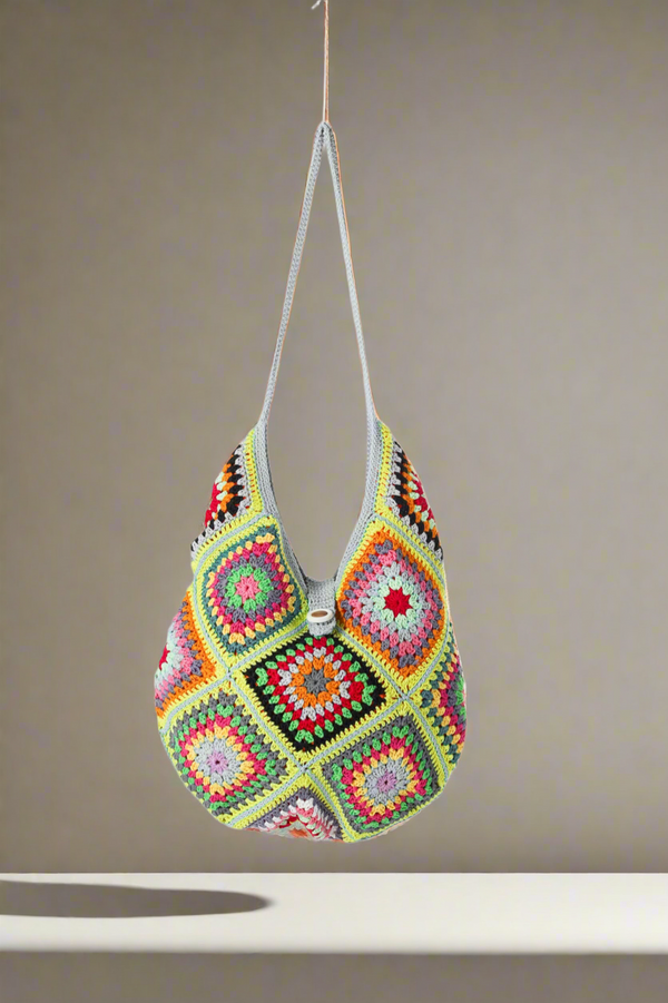 Handmade crochet bag in lime green
