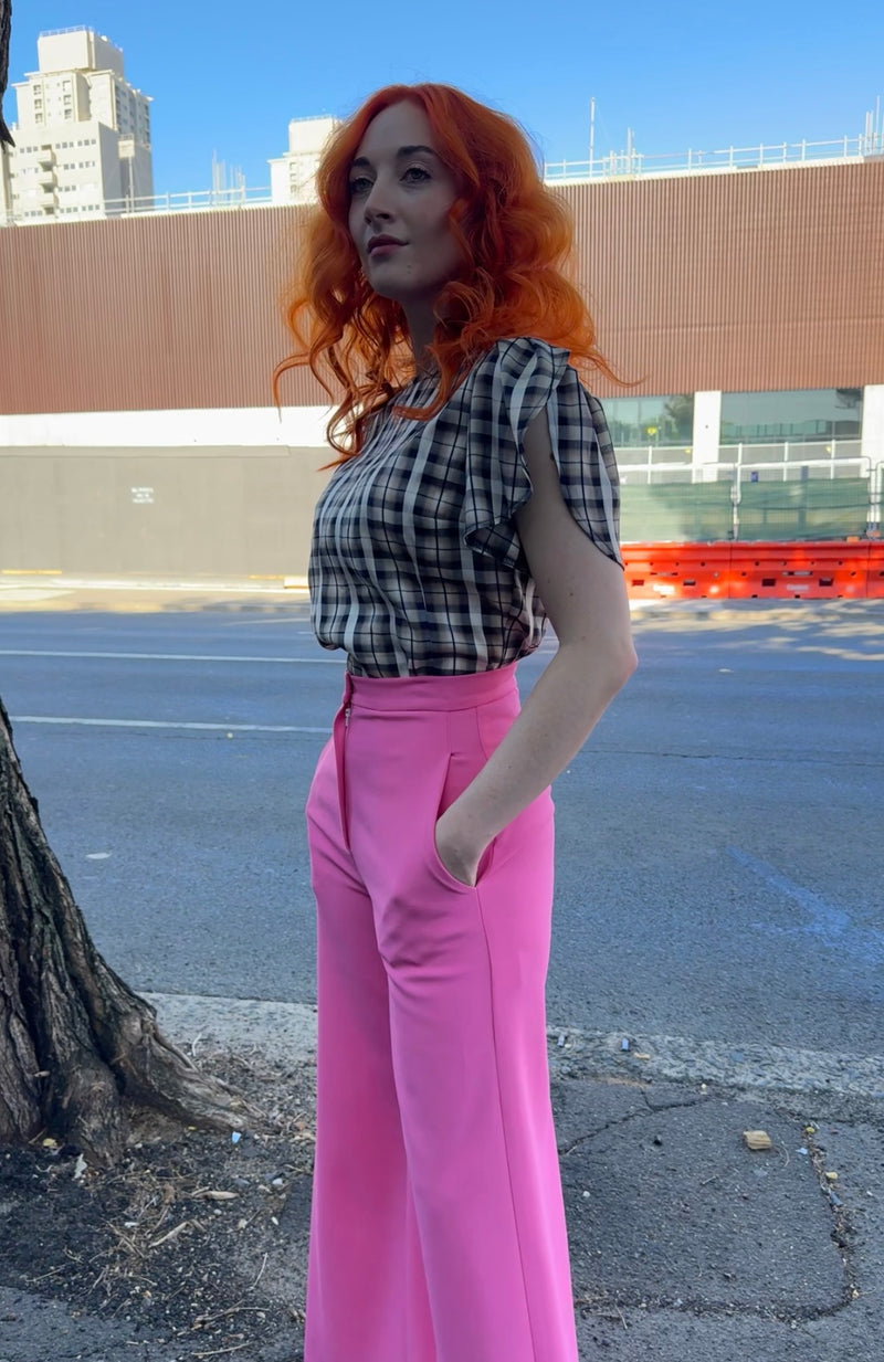 1 - Heidi top in navy plaid