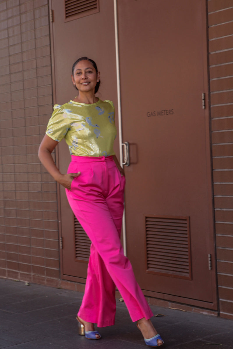 High waisted pink pants