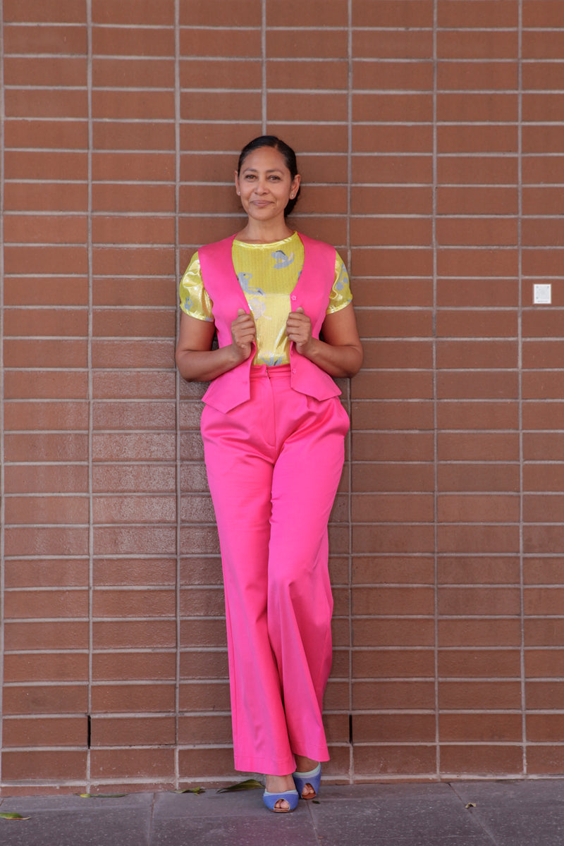 High waisted pink pants