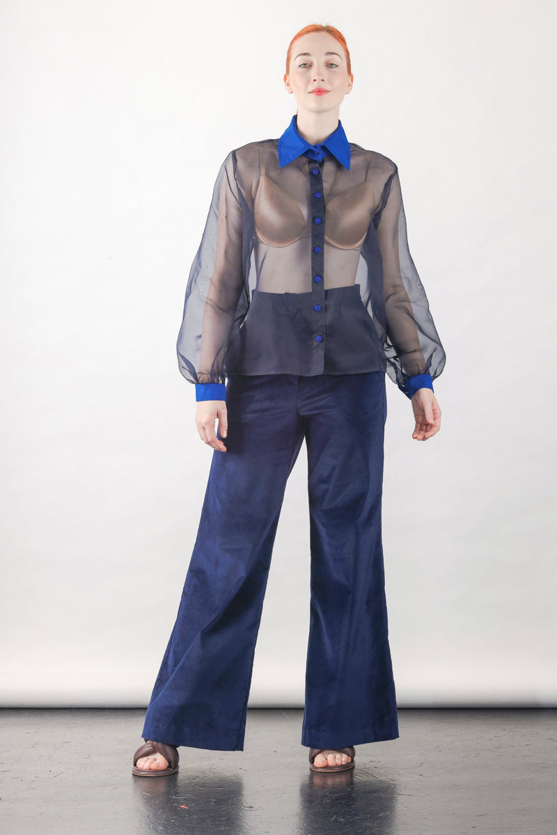 1- Anthony shirt in navy silk organza