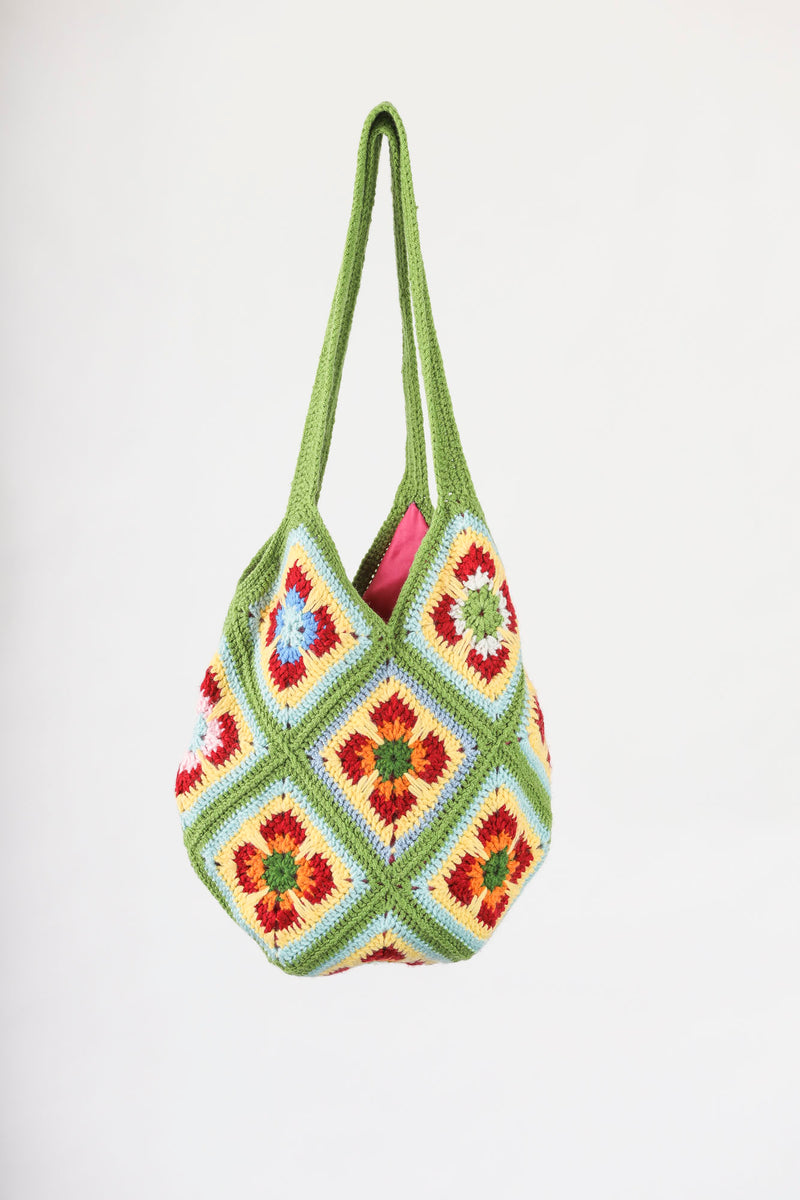Handmade crochet bag in green
