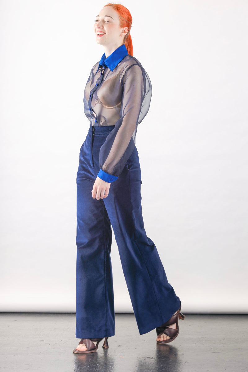 1- Anthony shirt in navy silk organza