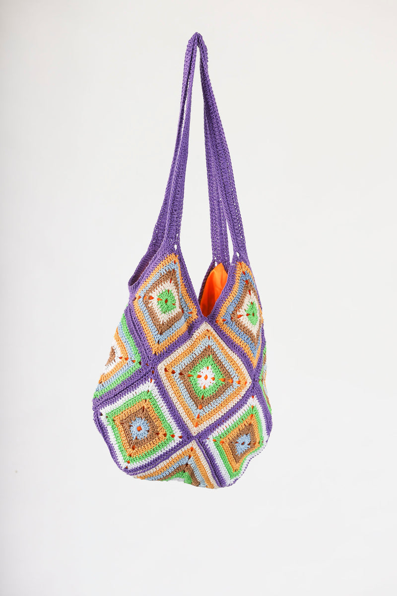 Handmade crochet bag in purple