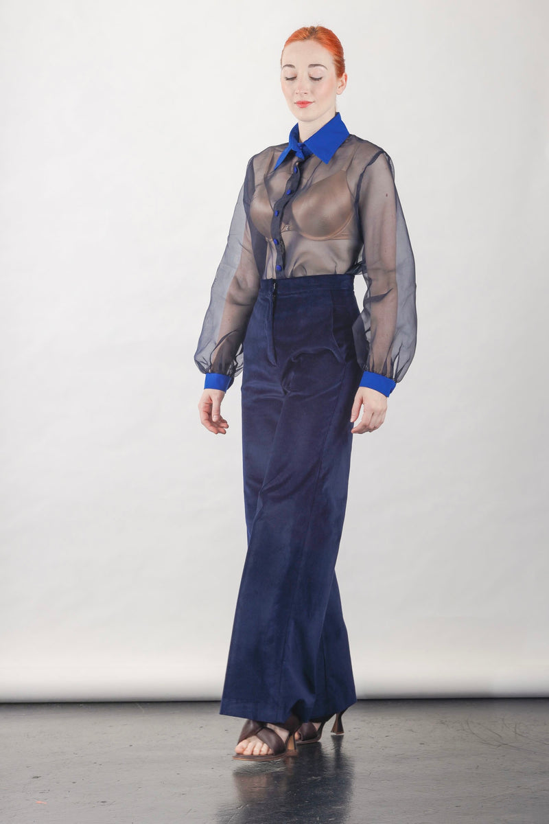 1- Anthony shirt in navy silk organza