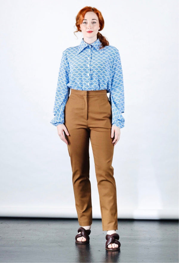 1- Camel high waisted pants with straight leg