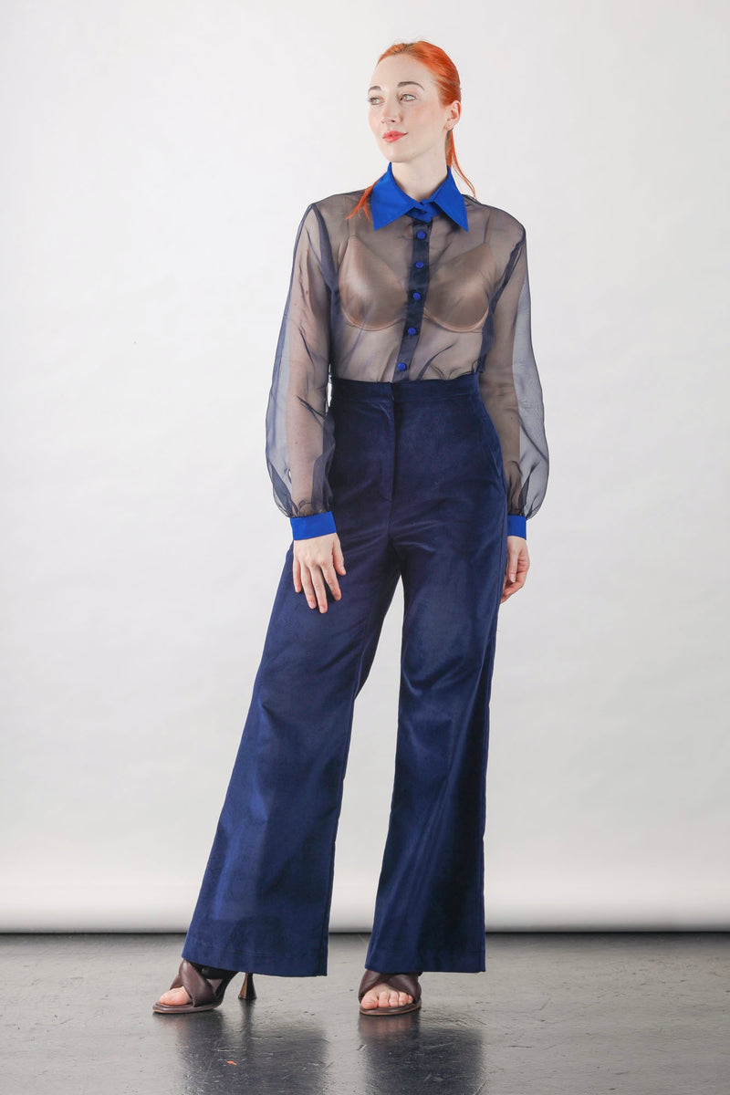 1- Anthony shirt in navy silk organza