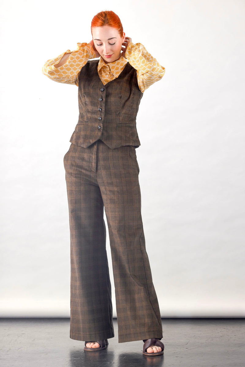 1- Brown corduroy wide leg pants