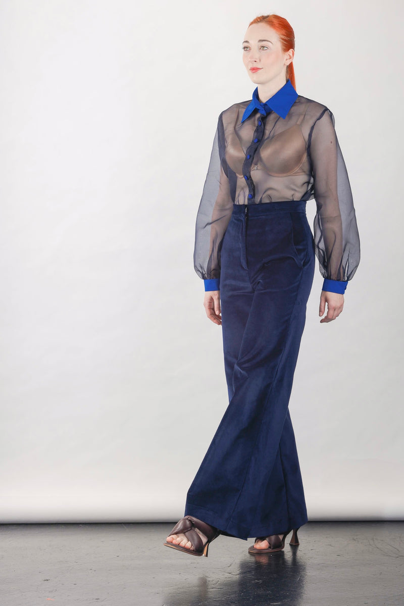 1- Anthony shirt in navy silk organza