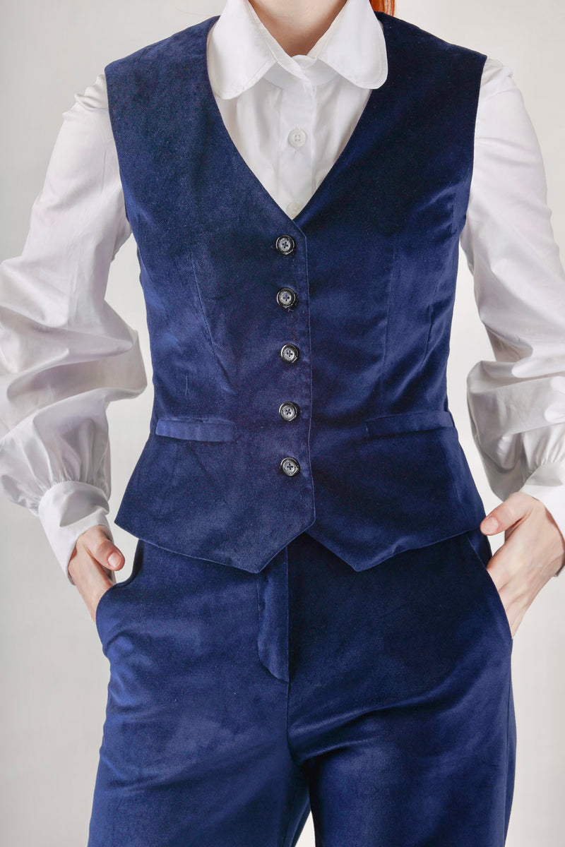 1- Navy velvet vest