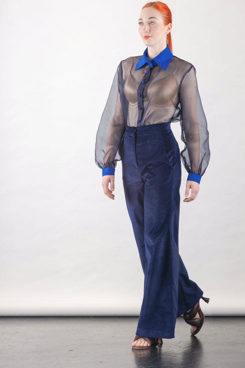 1- Anthony shirt in navy silk organza