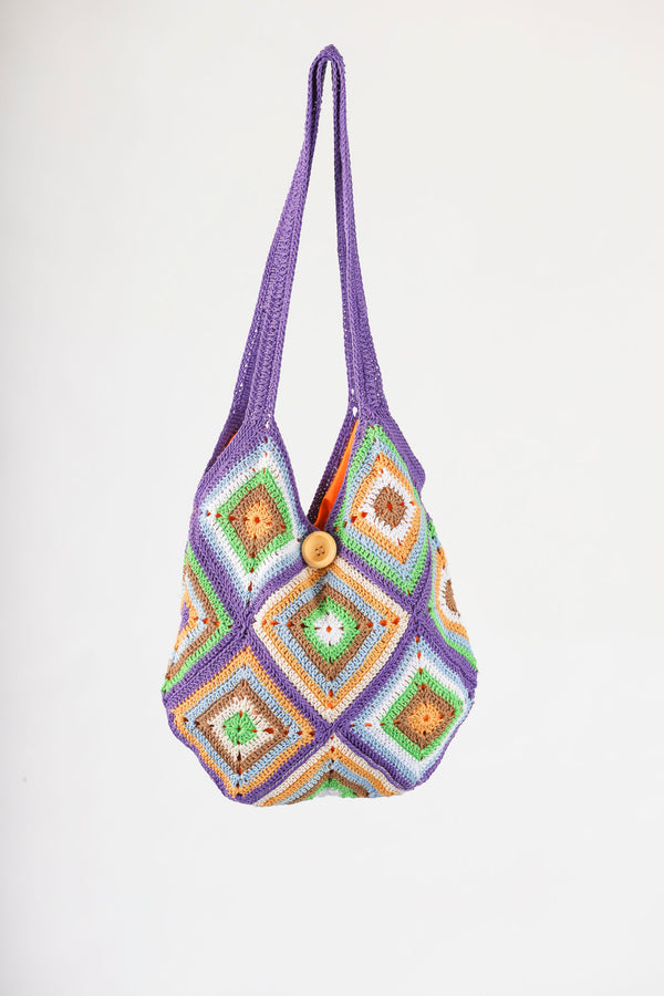 Handmade crochet bag in purple