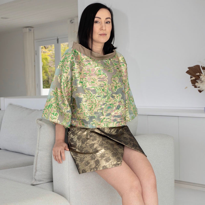 1- Wrap skirt in gold by Natalija Rushidi