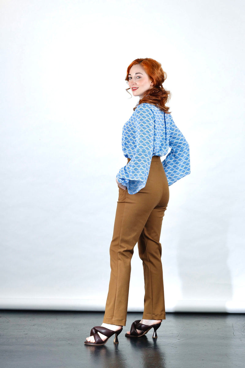 1- Camel high waisted pants with straight leg