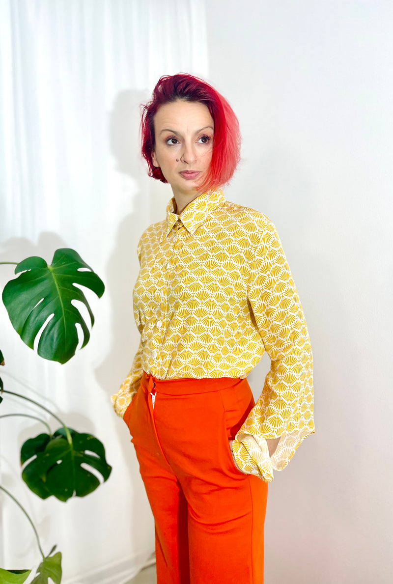 1- Geo shirt in yellow by Natalija Rushidi