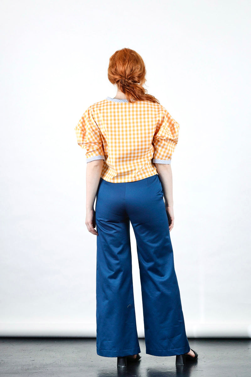 Hera top in orange gingham