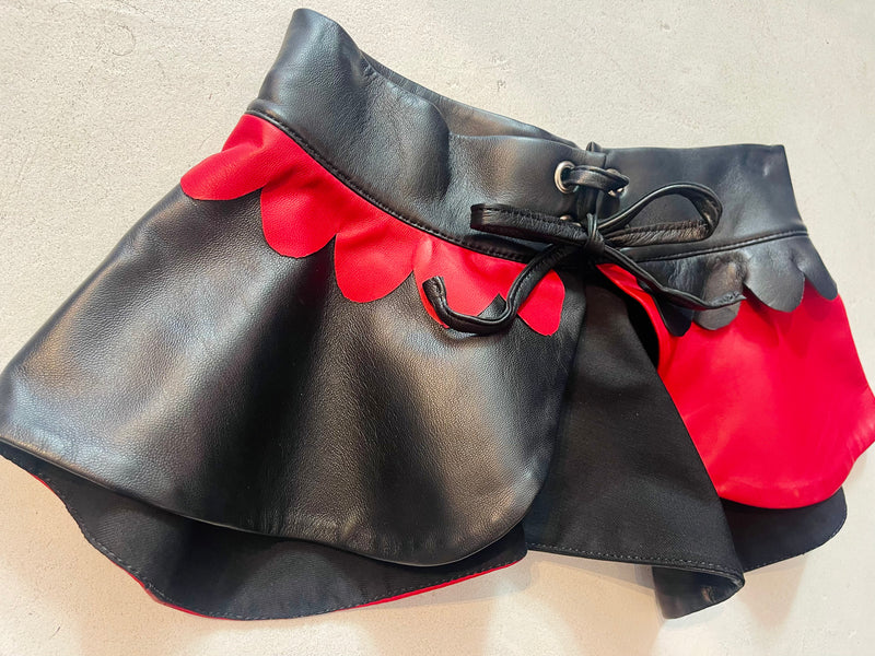 Peplum Leather Belt in red and black