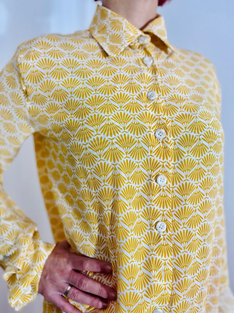 1- Geo shirt in yellow by Natalija Rushidi