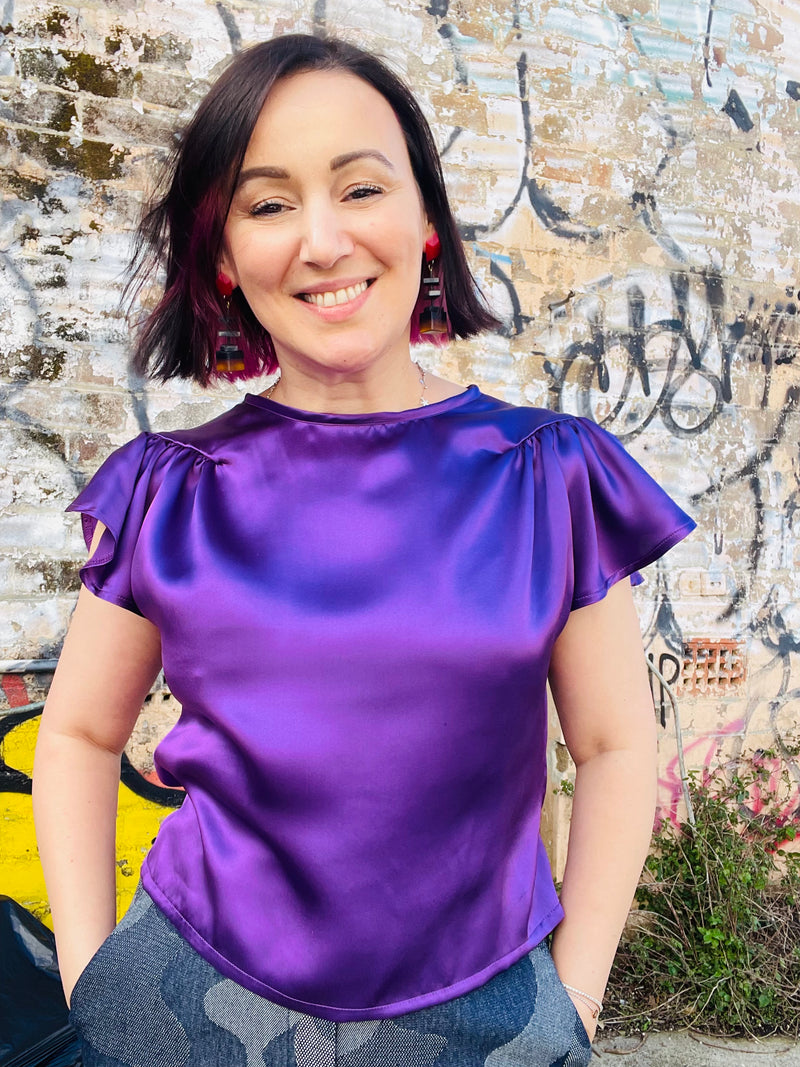 1- Love heart top in purple