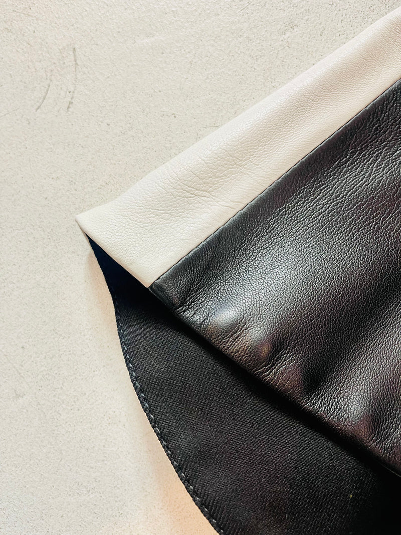 Peplum Leather Belt in black as white