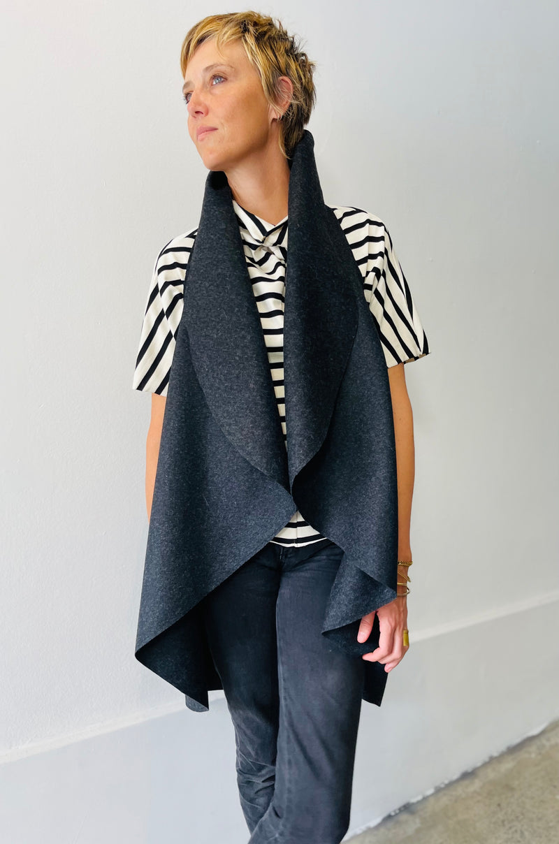 Mima vest in charcoal  by Natalija Rushidi