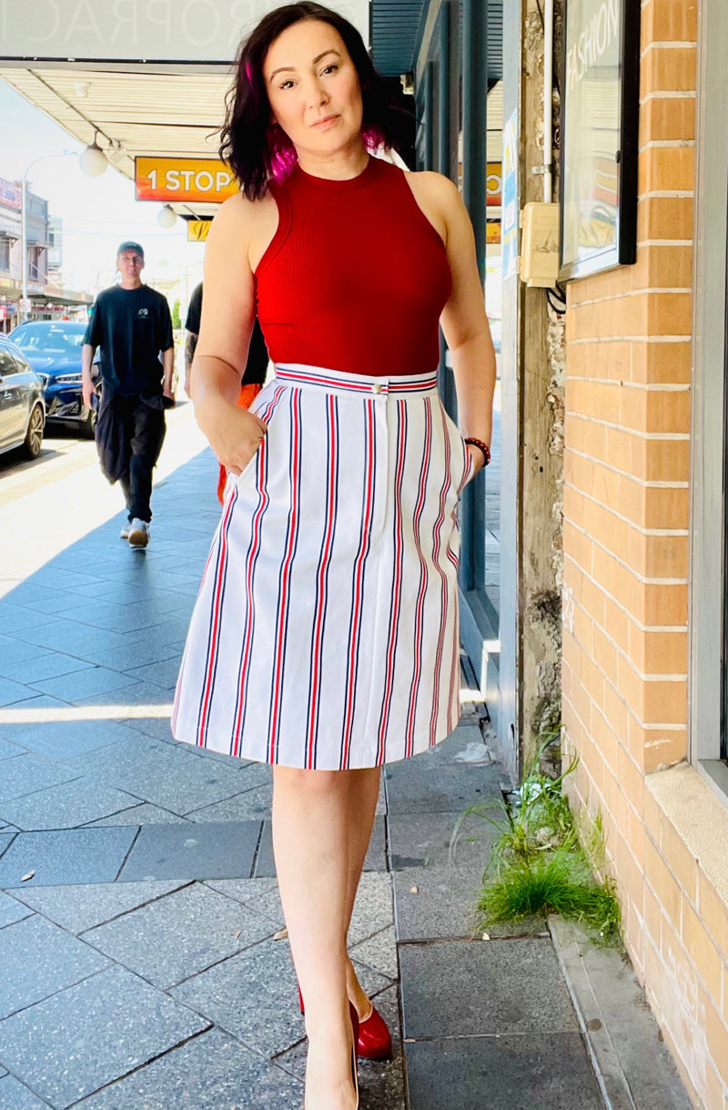 1- Jo canvas skirt in stripe by Natalija Rushidi