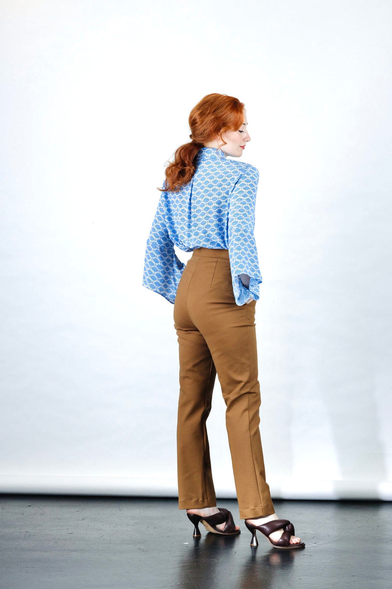 1- Camel high waisted pants with straight leg