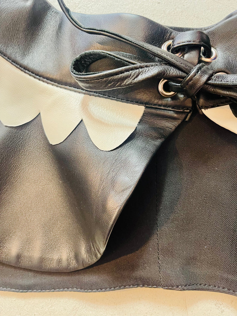 Peplum Leather Belt in black as white