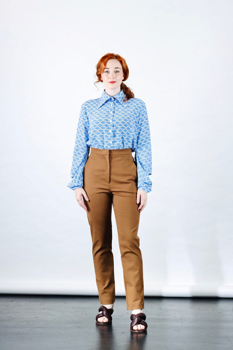 1- Camel high waisted pants with straight leg