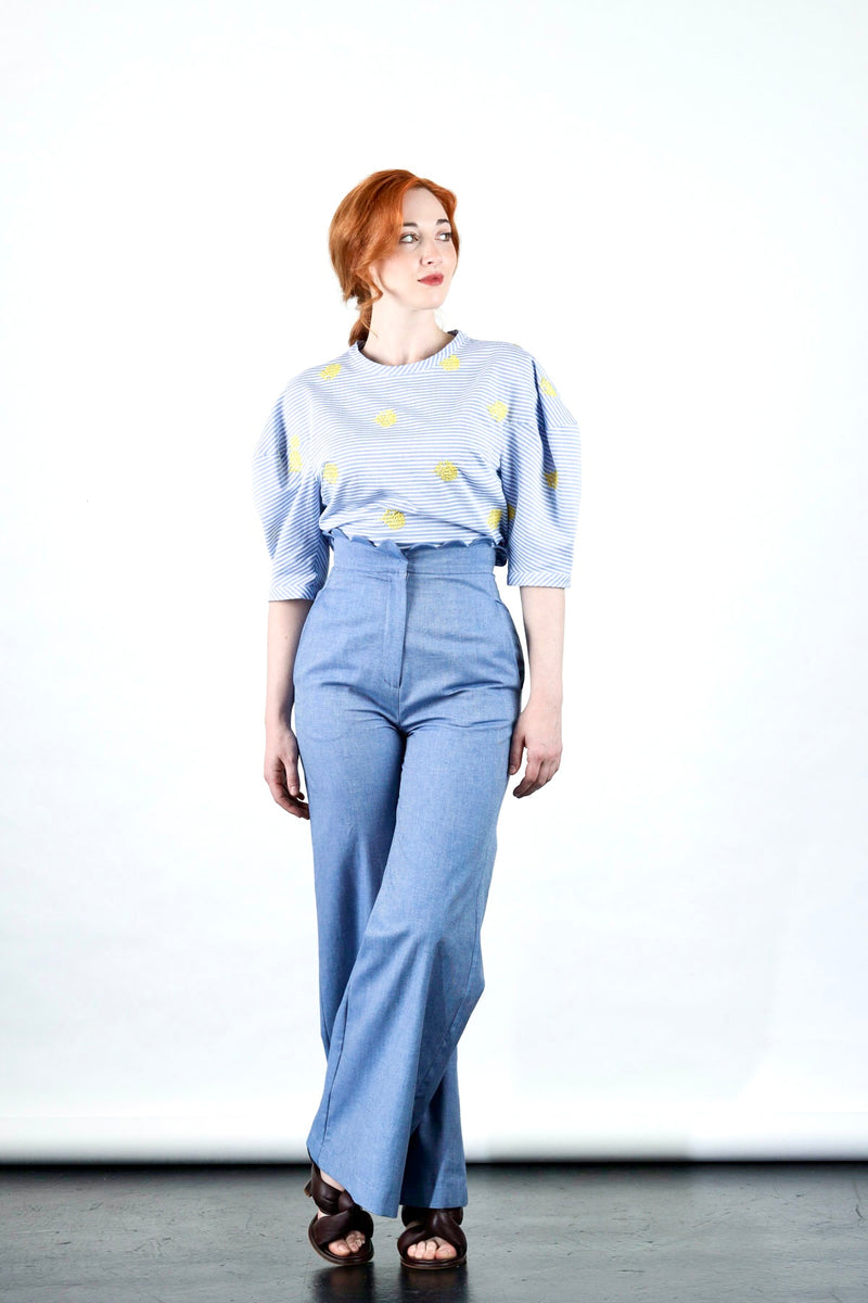 Hera top in stripe with pineapples