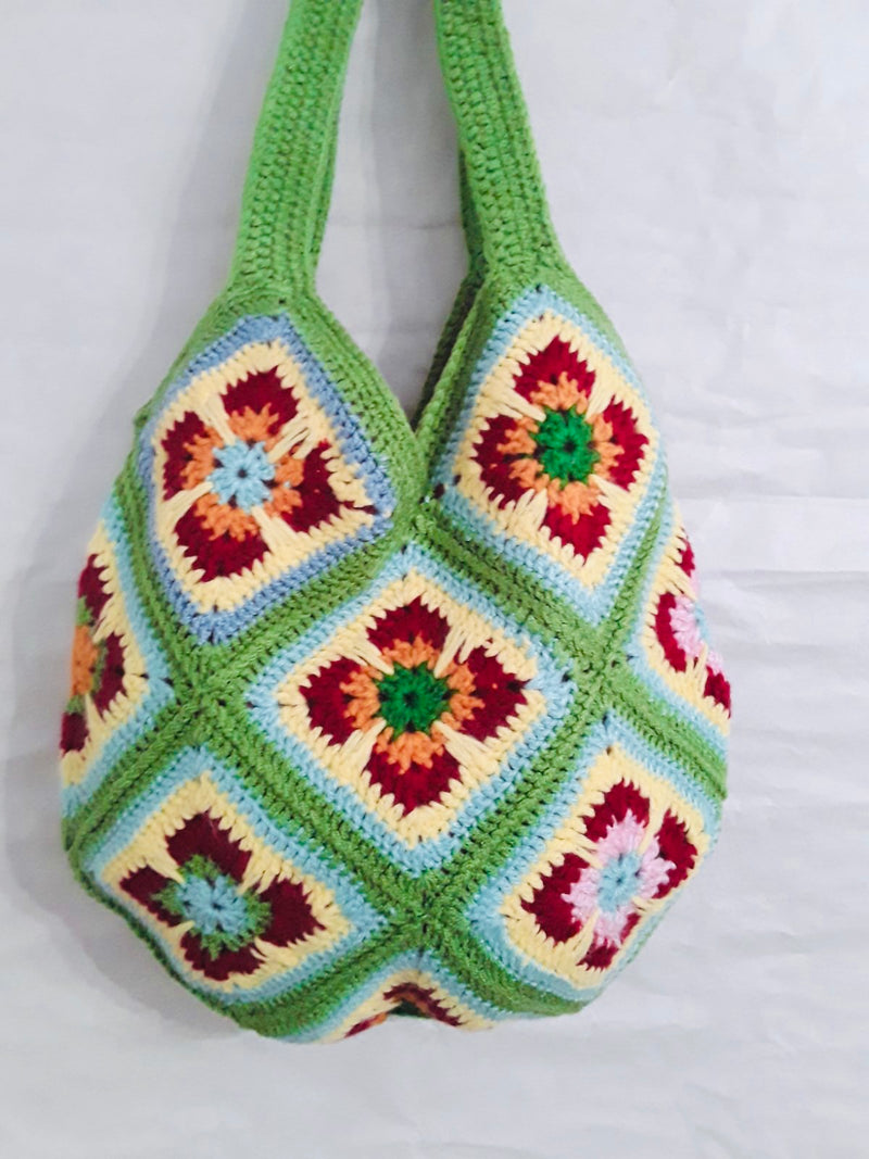 Handmade crochet bag in green