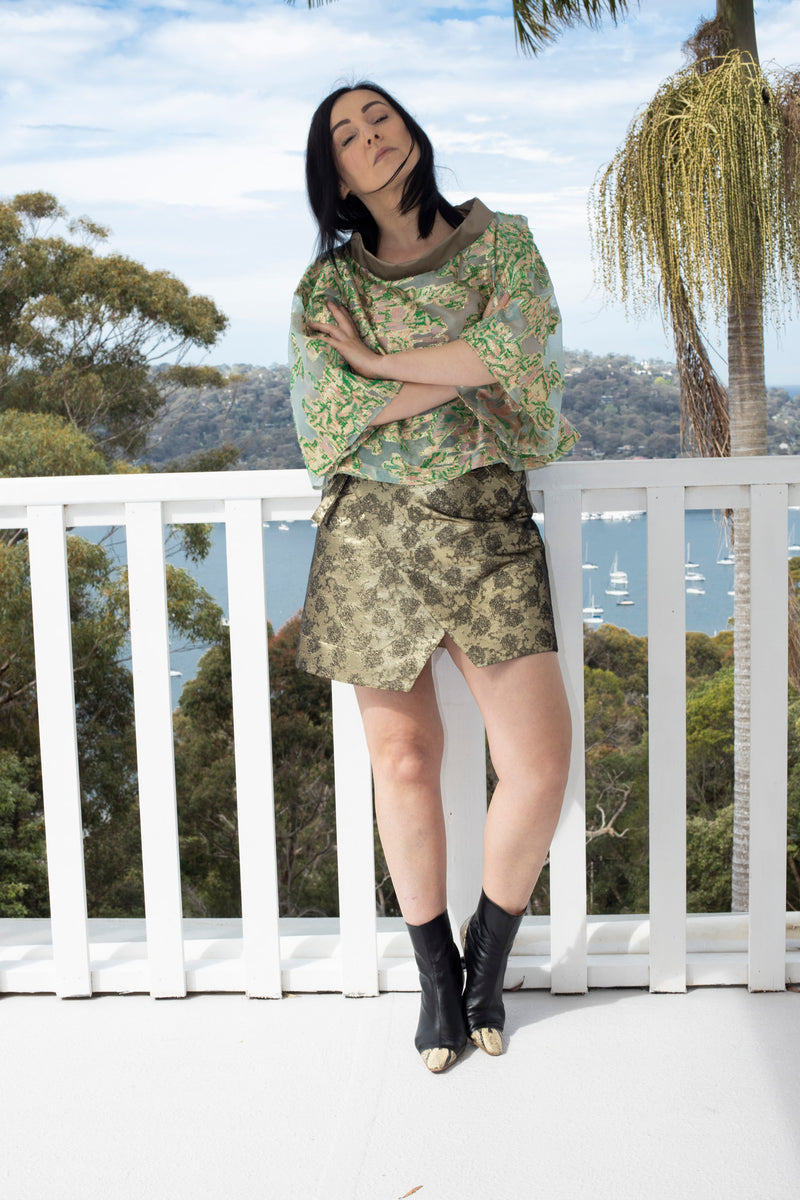 1- Wrap skirt in gold by Natalija Rushidi