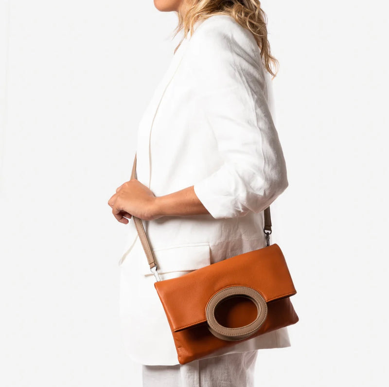 Cloud leather clutch in burnt orange by Pessoa