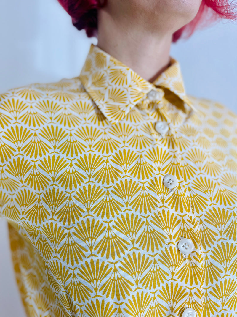 1- Geo shirt in yellow by Natalija Rushidi