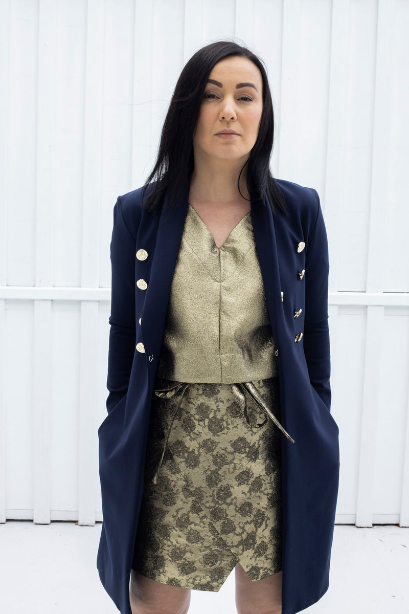 1- Wrap skirt in gold by Natalija Rushidi