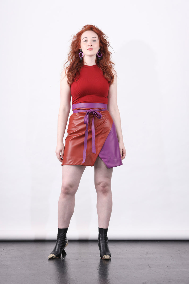 Multi coloured leather skirt