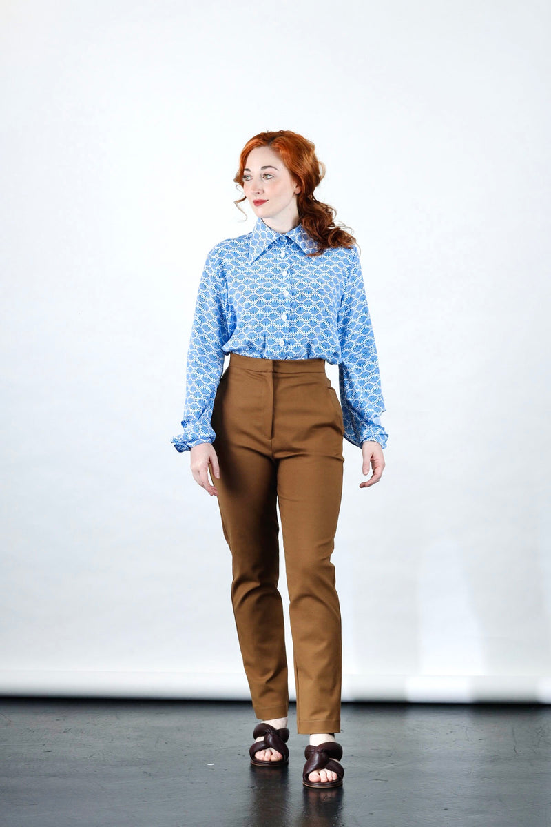 1- Camel high waisted pants with straight leg