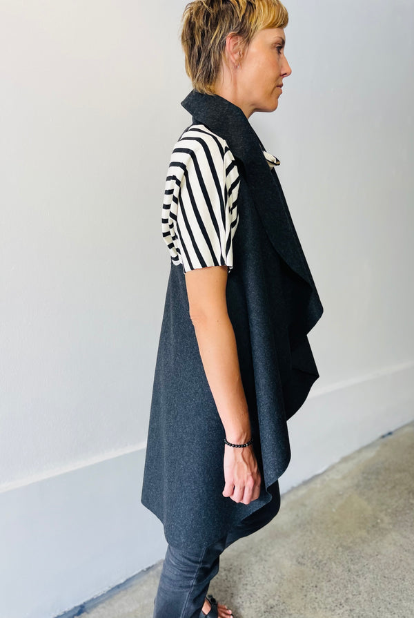 Mima vest in charcoal  by Natalija Rushidi