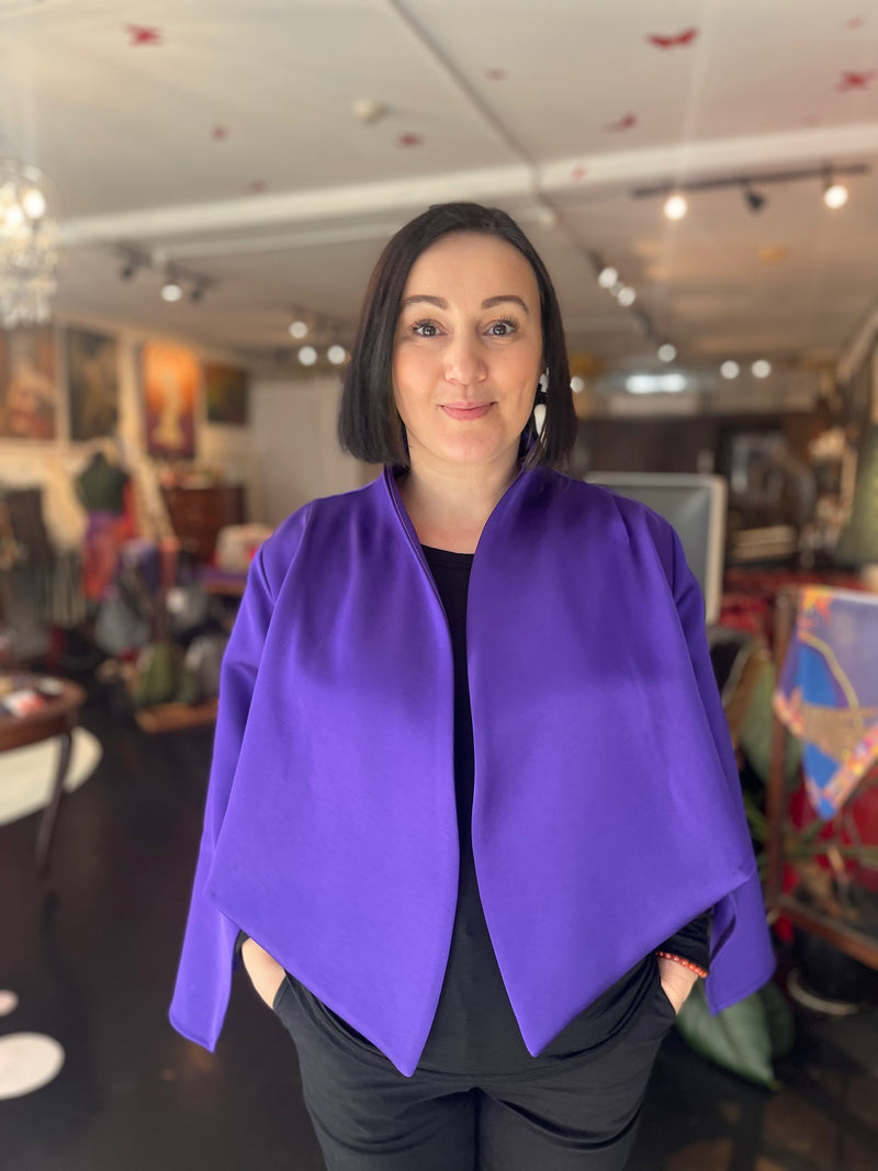 This jacket in purple by Natalija Rushidi