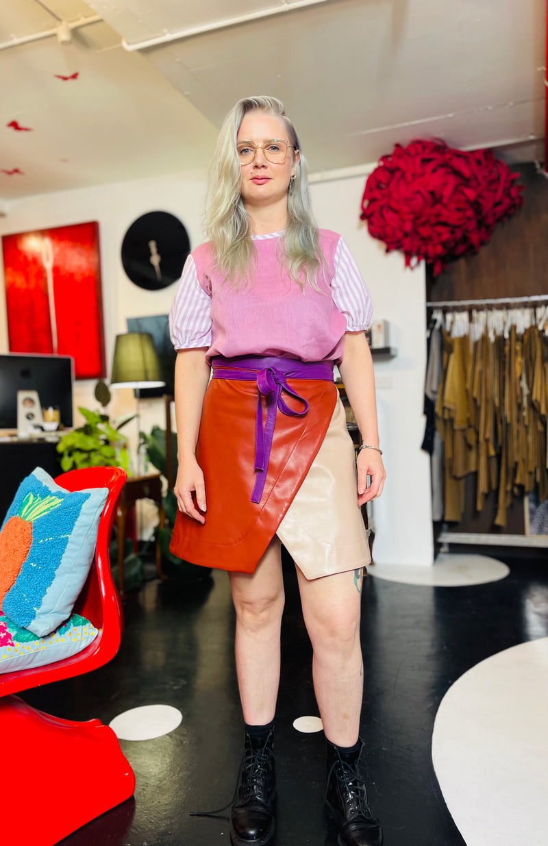 Multi coloured leather skirt