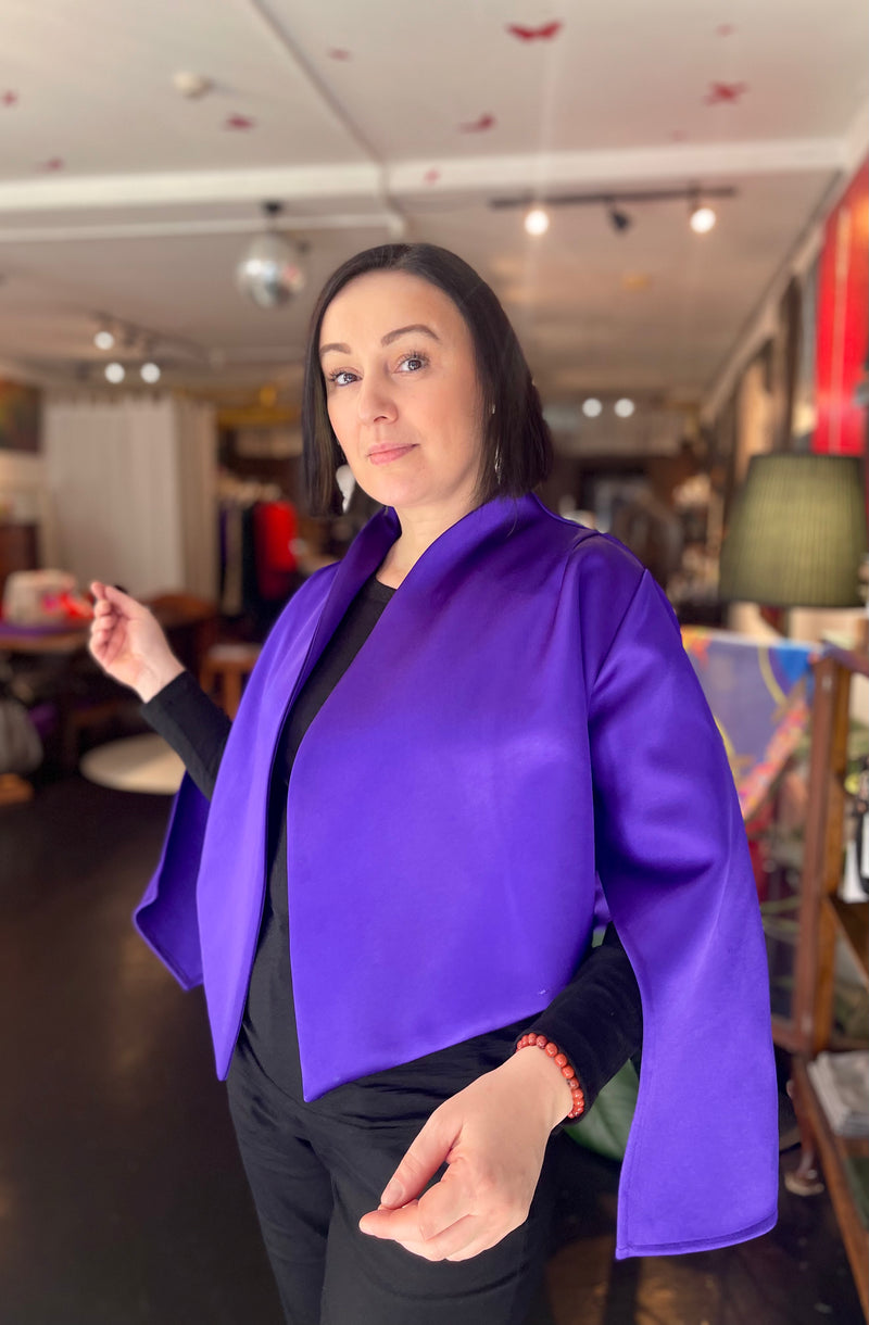 This jacket in purple by Natalija Rushidi