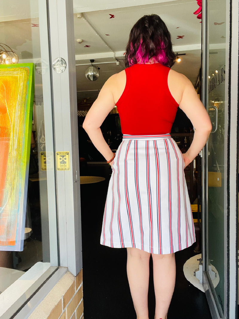 1- Jo canvas skirt in stripe by Natalija Rushidi