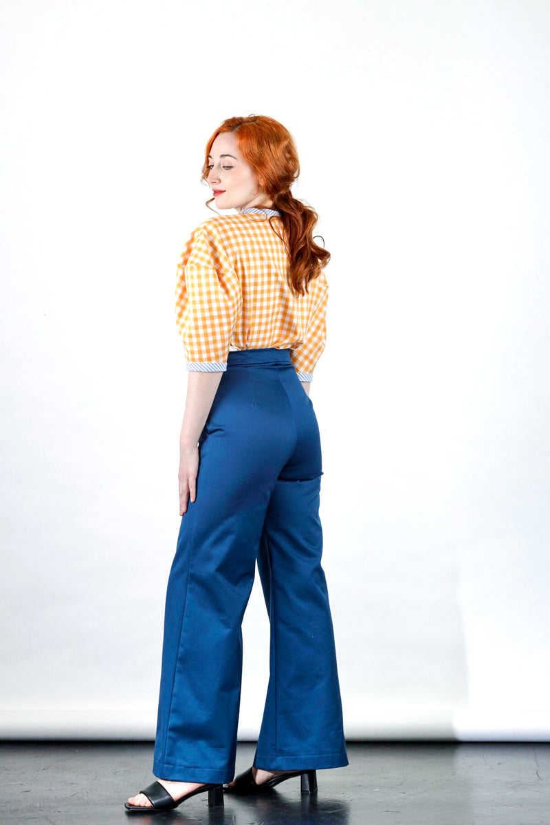Hera top in orange gingham