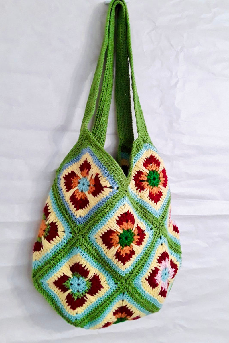Handmade crochet bag in green