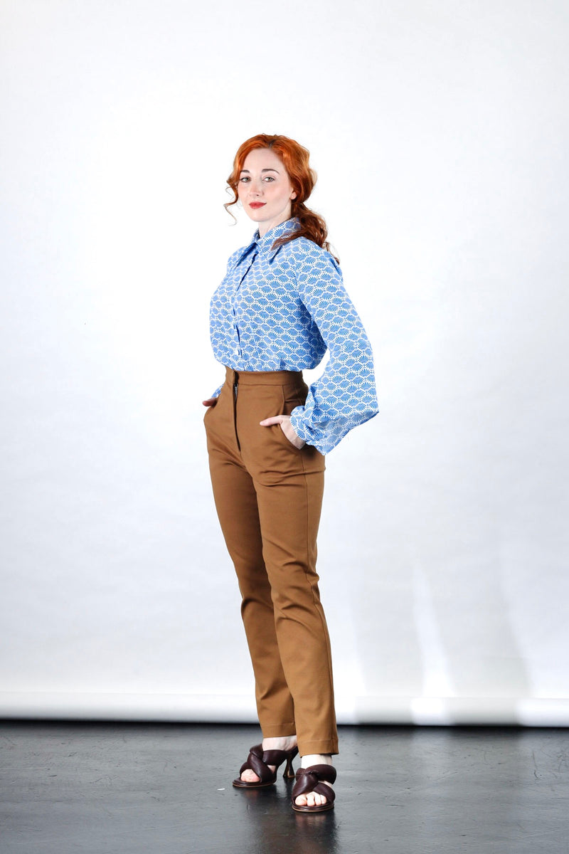 1- Camel high waisted pants with straight leg