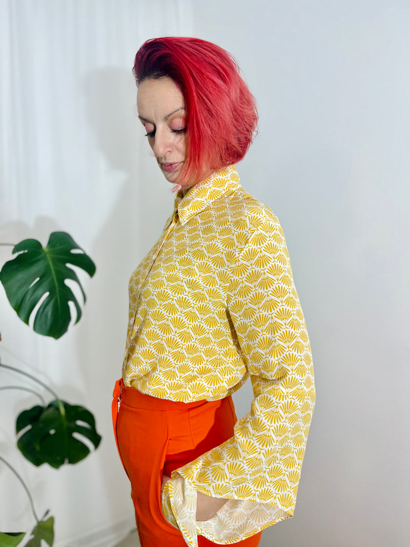 1- Geo shirt in yellow by Natalija Rushidi