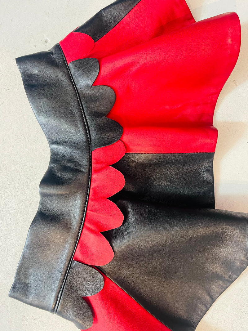 Peplum Leather Belt in red and black